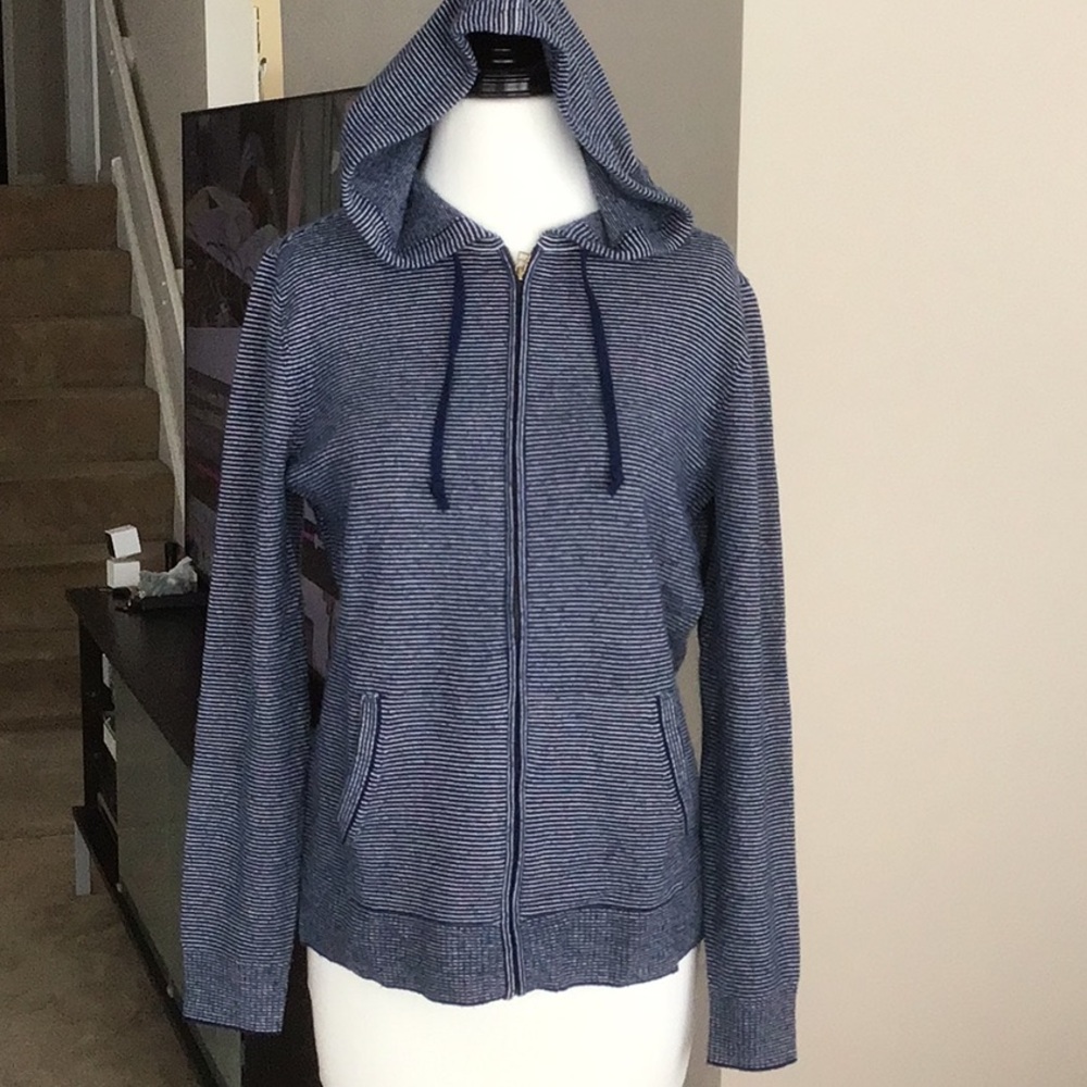 Vineyard Vines Women's Navy Striped Zip up Hoodie